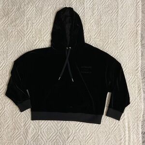 Armani Exchange Black Velvet Logo Pullover Hoodie